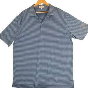 Peter Millar Blue Striped Polo Shirt Classic Design Men Size XXL